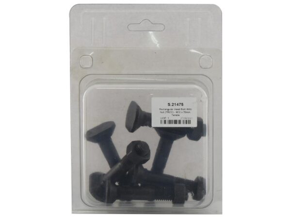 Monteringsbolt (firkantet) & Møtrik - M12 x 70mm, Trækstyrke 12.9 (6 stk. Agripak)