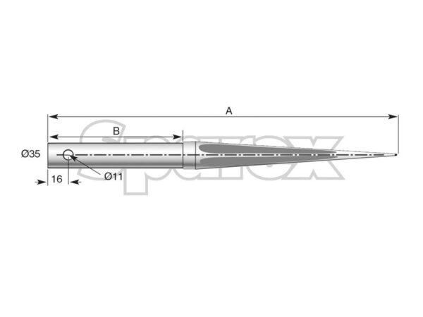 Frontlæssetand - Lige 1150mm, (Stjerne) Passer til: DB035