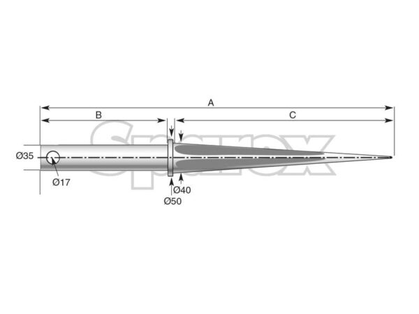 Frontlæssetand - Lige 850mm, (Stjerne) Passer til: DF035NOUVEAU