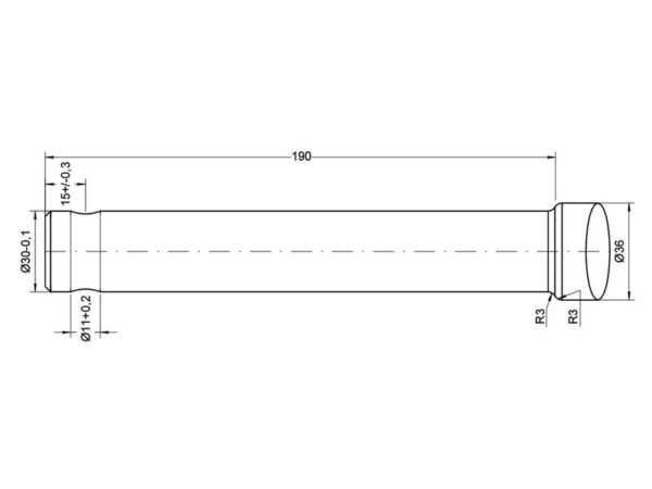 Frontlæssetand - Lige 820mm, Gevind: - (Stjerne)
