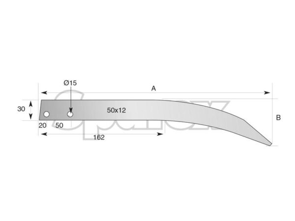 Frontlæssetand - Buet 500mm, (Flad) Passer til: 55331