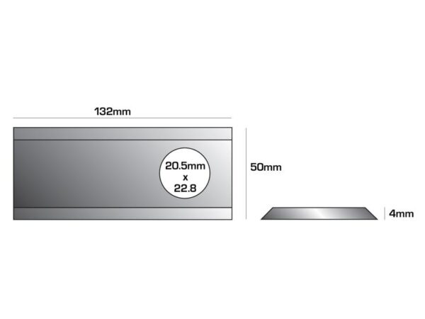 Kniv - Forsat - 132 x 50x4mm - Hul Ø20.5 x 23mm - Højre/Venstre - Passer til Passer til: 13800013