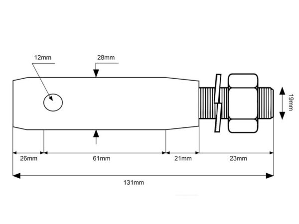 Redskabsbolt 28x131mm, Gevind 3/4x23mm Kat. 2 (Ø28mm)