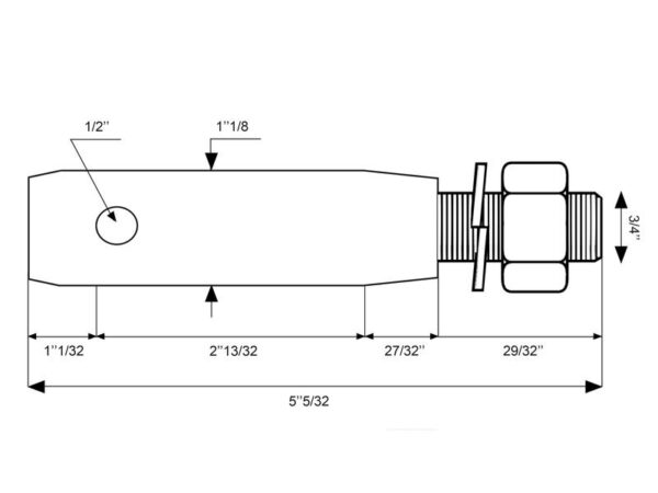 Redskabsbolt 28x131mm, Gevind 3/4x23mm Kat. 2 (Ø28mm)