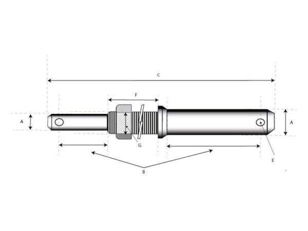 Redskabsbolt dobbelt 28 - 36x209mm, Gevind M30x42mm Kat. 2/3 (Ø28/36mm)