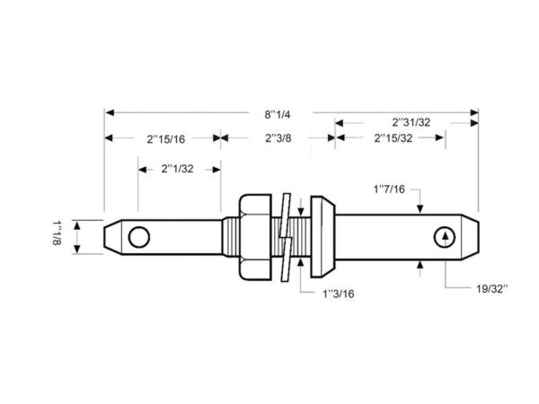 Redskabsbolt dobbelt 28 - 36x209mm, Gevind M30x42mm Kat. 2/3 (Ø28/36mm)