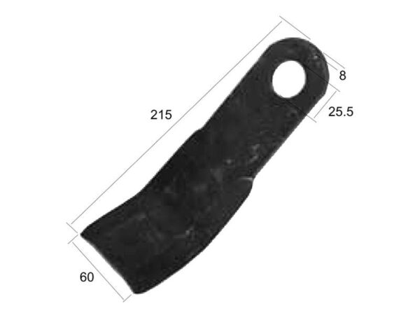 Slagle (Y-type), Længde: 215mm, Bredde: 60mm, Hul Ø: 25.5mm, Tykkelse: 8mm. Passer til Desvoys Passer til: 02443
