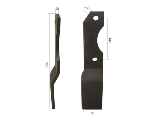 Kniv Snoet Venstre 60x10mm Højde: Hulafstand: 130mm. Hul Ø: 15mm. Passer til Alpego Passer til: D00542