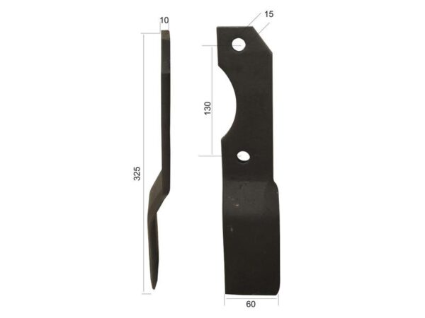 Kniv Snoet Højre 60x10mm Højde: Hulafstand: 130mm. Hul Ø: 15mm. Passer til Alpego Passer til: D00543