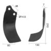Kniv Buet Højre 80x7mm Højde: 210mm. Hulafstand: 48mm. Hul Ø: 14.5mm. Passer til Maschio Passer til: 29100404