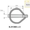 Ringsplit (pæreformet)(m/sikkerhedslukning), Stift Ø7.5mm x 44mm (2 stk. Agripak)