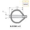 Ringsplit (pæreformet)(m/sikkerhedslukning), Stift Ø9.5mm x 46mm (2 stk. Agripak)