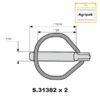 Ringsplit (pæreformet)(m/sikkerhedslukning), Stift Ø10.5mm x 46mm (2 stk. Agripak)