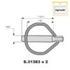 Ringsplit (pæreformet)(m/sikkerhedslukning), Stift Ø11.5mm x 46mm (2 stk. Agripak)