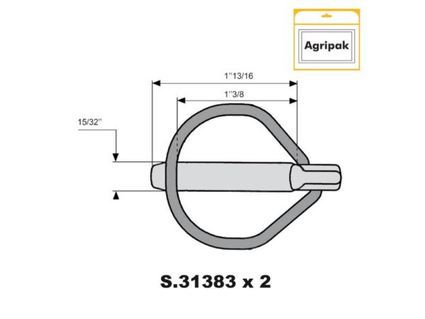Ringsplit (pæreformet)(m/sikkerhedslukning), Stift Ø11.5mm x 46mm (2 stk. Agripak)
