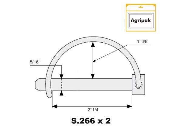 Låsesplit, Stift Ø8mm x 57mm (2 stk. Agripak)