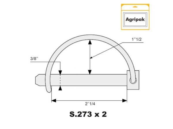 Låsesplit, Stift Ø9.5mm x 57mm (2 stk. Agripak)