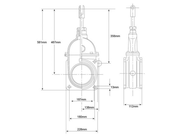 Skydeventil (flange/flange) 8''