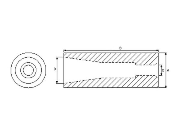 forstærket Bøsning Frontlæssetand - Ø50 x 110mm (Konus 1)