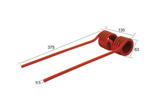 Rivefjeder - - - Længde:375mm, Bredde:130mm, Ø9.5mm - Passer til Claas, Bautz Passer til: 9568151