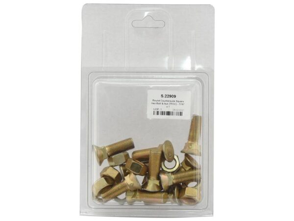 Monteringsbolt (rund) & Møtrik - 7/16'' x 1-3/8'' Trækstyrke 8.8 (10 stk. Agripak)