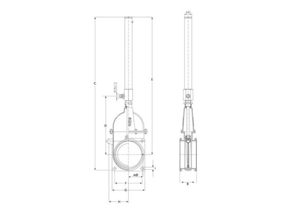 Skydeventil med gasdæmper (flange/flange) 6''