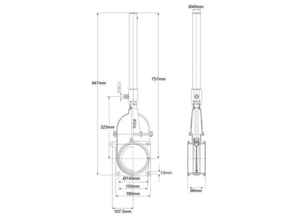 Skydeventil med gasdæmper (flange/flange) 6''
