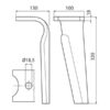 Rotorharvetand 100x18x320mm Højre. Hulafstand: Hul Ø 18.5mm. Passer tilKverneland. Passer til: MA44000150