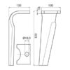 Rotorharvetand 100x18x320mm Venstre. Hulafstand: Hul Ø 18.5mm. Passer tilKverneland. Passer til: MA44000151