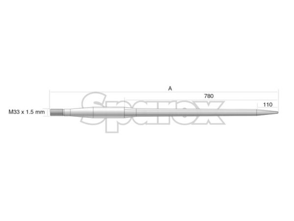 Frontlæssetand - Lige 1400mm, Gevind: M33 x 2.00 (Firkantet) Passer til: KK241126