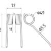 Pick-up fjeder Længde:190mm, Bredde:69mm, Ø5.5mm - Passer til Hesston, Massey Ferguson Passer til: 700716132