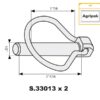Ringsplit (pæreformet), Stift Ø12mm x 52mm (2 stk. Agripak)