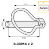 Ringsplit (pæreformet), Stift Ø15mm x 60mm (2 stk. Agripak)