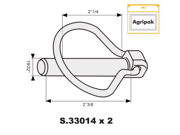 Ringsplit (pæreformet), Stift Ø15mm x 60mm (2 stk. Agripak)