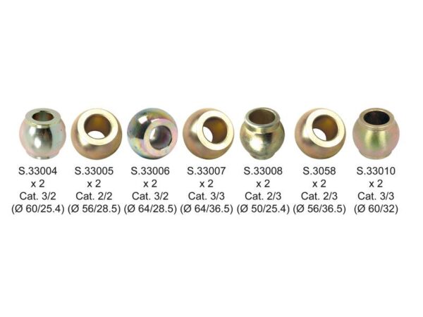 Sortiment Lift- og Topstangskugler (Kat. Lower Link Ball 2/2, 2/3, 3/3, Top Link Ball 2/2, 2/3, 3/2, 3/3) (14 stk. Sortiment)