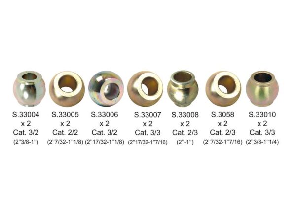 Sortiment Lift- og Topstangskugler (Kat. Lower Link Ball 2/2, 2/3, 3/3, Top Link Ball 2/2, 2/3, 3/2, 3/3) (14 stk. Sortiment)