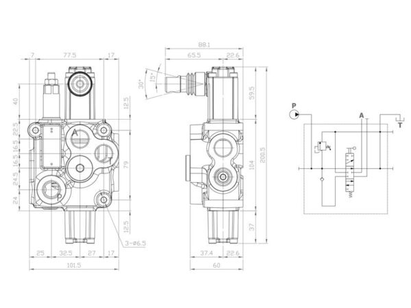 Sparex Monoblokventil 1/2'' BSP Porte 1 BK (60 L/min Flowhastighed)