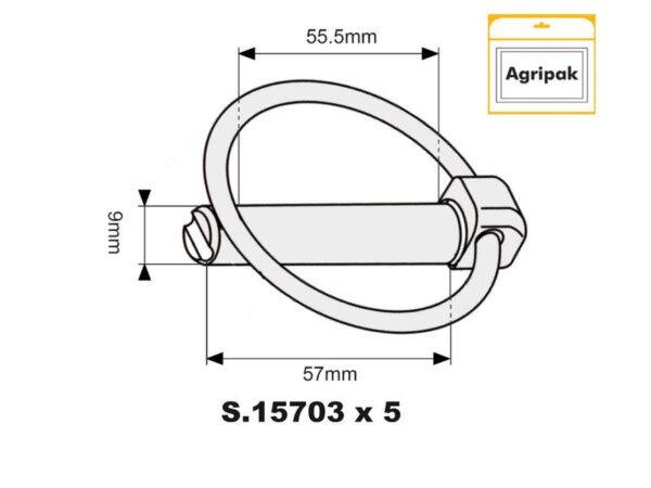 Ringsplit (rund), Stift Ø9mm x 57mm (5 stk. Agripak)