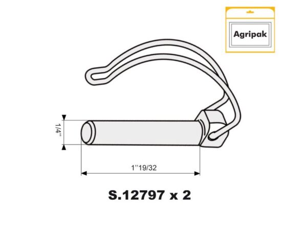 Ringsplit (rør), Stift Ø8mm x 60mm (2 stk. Agripak)