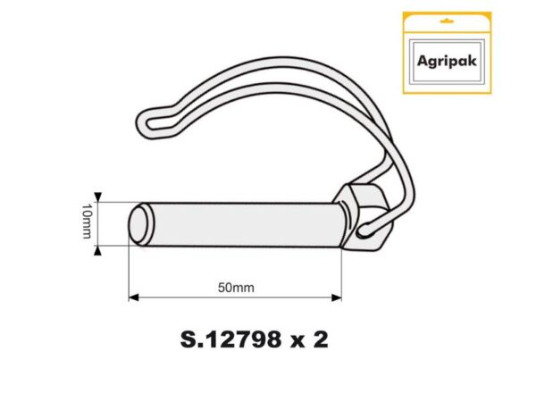 Ringsplit (rør), Stift Ø10mm x 50mm (2 stk. Agripak)