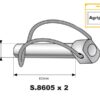 Låsesplit Stabilisator, Stift Ø16mm x 62mm (2 stk. Agripak)