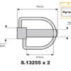 Låsesplit Stabilisator, Stift Ø16mm x 70mm (2 stk. Agripak)