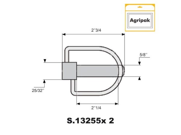 Låsesplit Stabilisator, Stift Ø16mm x 70mm (2 stk. Agripak)