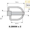 Låsesplit Stabilisator, Stift Ø19mm x 73mm (2 stk. Agripak)