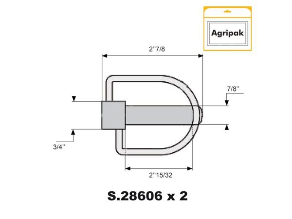 Låsesplit Stabilisator, Stift Ø19mm x 73mm (2 stk. Agripak)