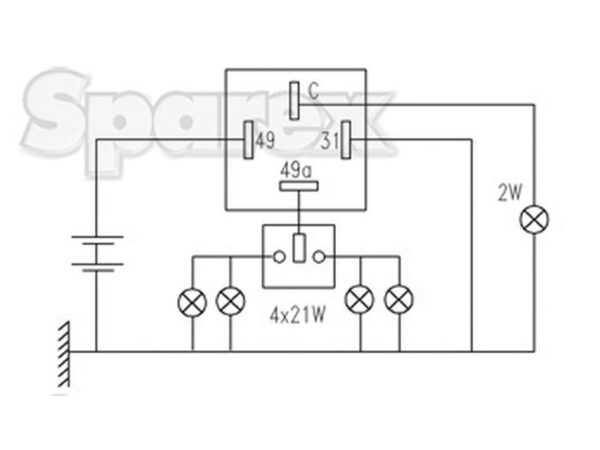 Relæ 21W/12V (4ben)(Agripak)
