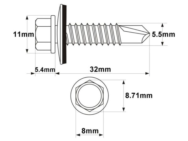 Pladeskrue (selvskærende), Størrelse: 5.5x32mm (DIN 7504K)