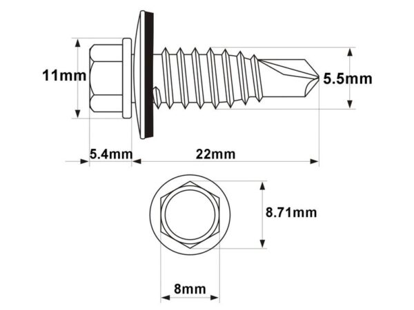 Pladeskrue (selvskærende), Størrelse: 6.3x22mm (DIN 7504K)