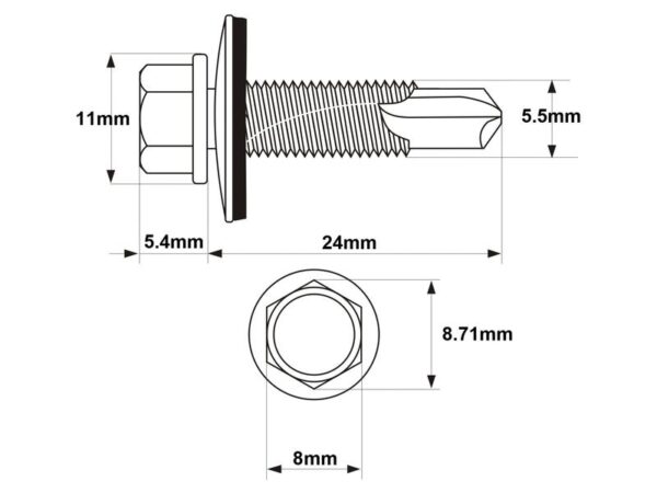 Pladeskrue (selvskærende), Størrelse: 5.5x24mm (DIN 7504K)