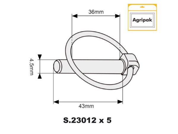 Ringsplit (rund), Stift Ø4.5mm x 43mm (5 stk. Agripak)